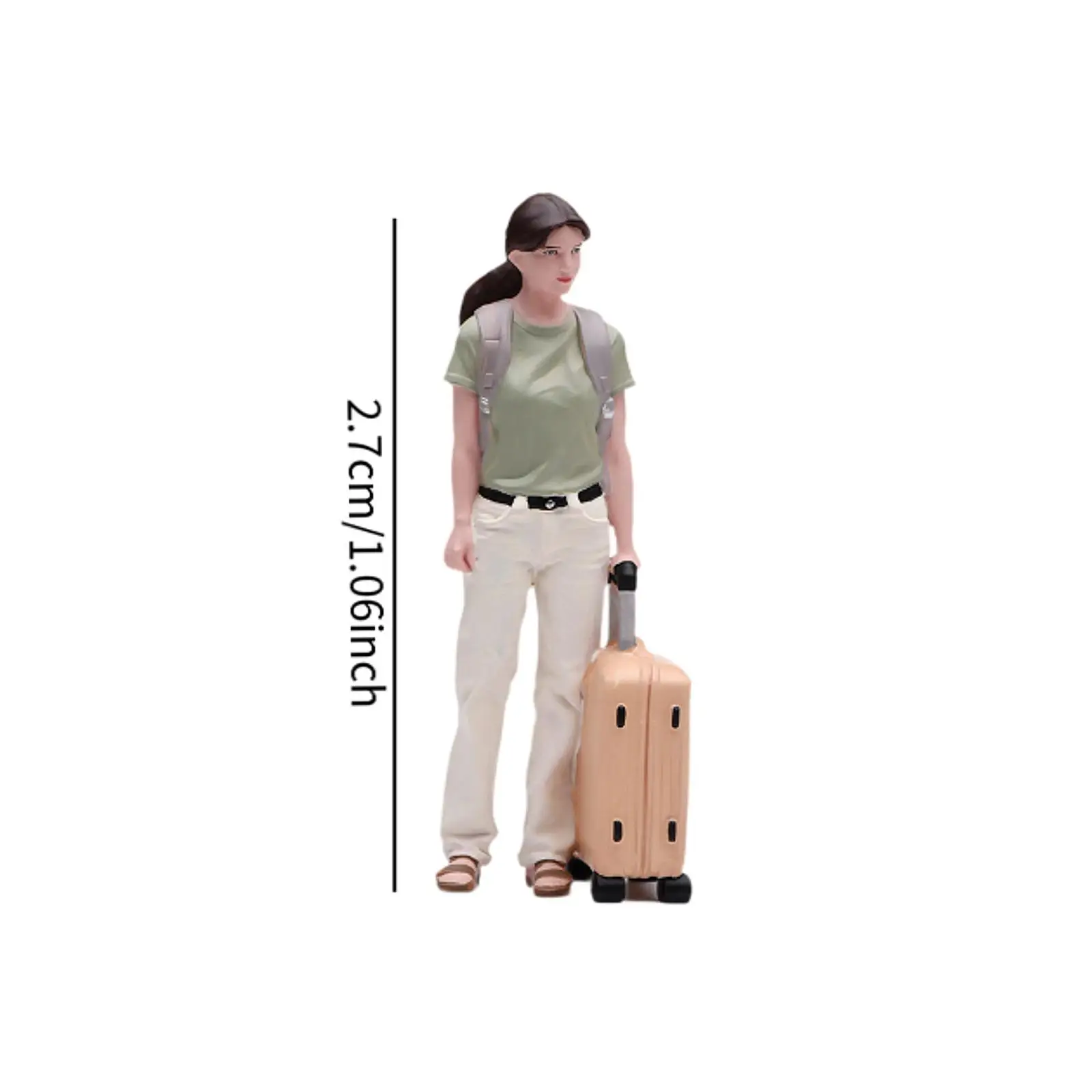 Mini figura decorativa chica con maleta 1/64 – Adorno de mesa a escala - imagen 4
