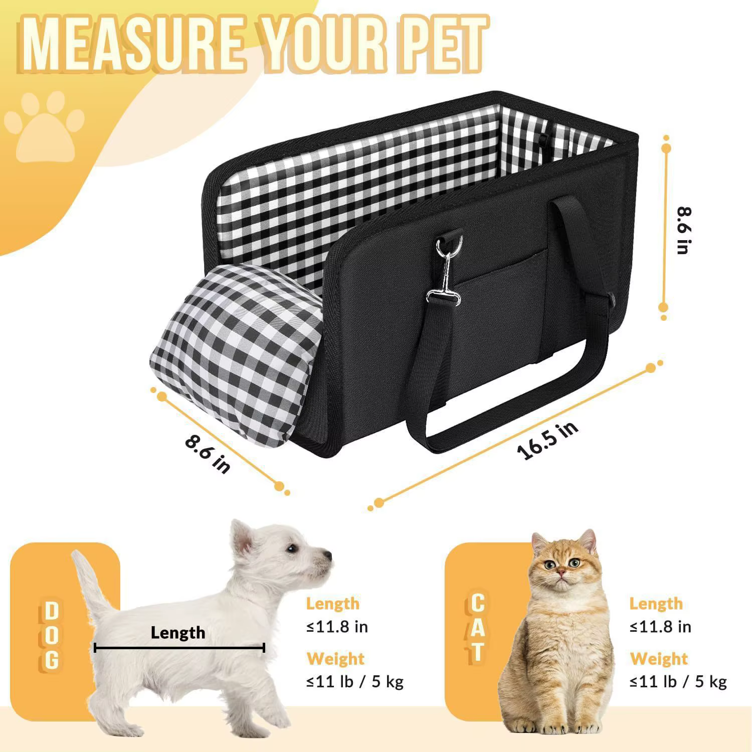 Asiento de coche para perros pequeños con cojín suave y cinturón - imagen 4