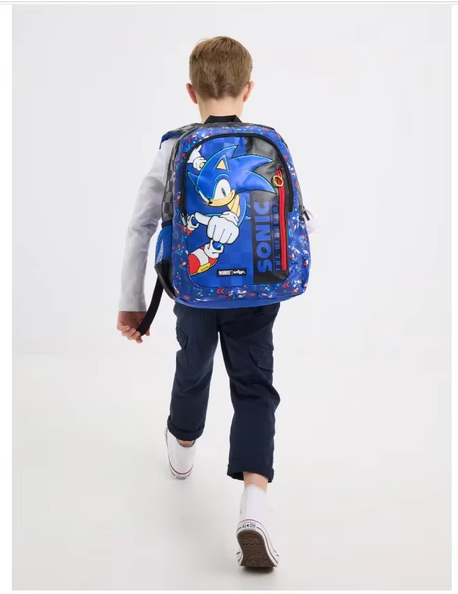 Mochila escolar con motivo infantil en azul