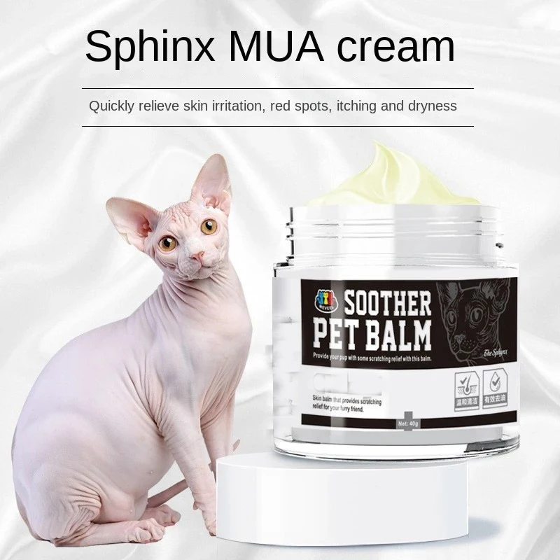 Aplicación de la crema sobre piel de gato Sphynx