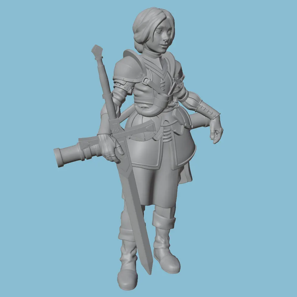 Ángulo completo de la estatua en miniatura de resina
