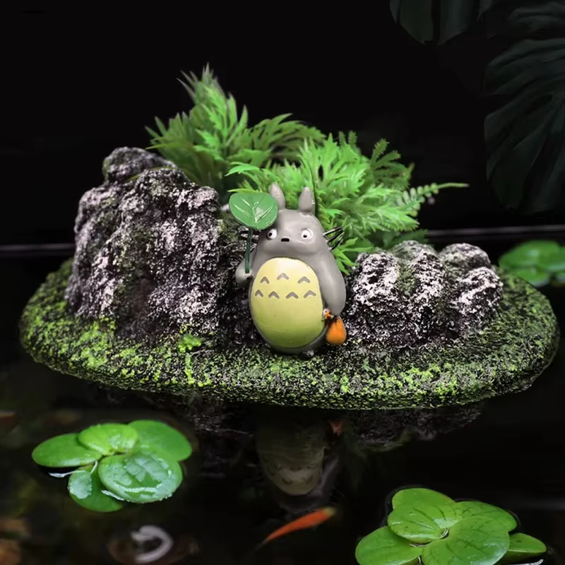 Adorno flotante para acuario con planta y cueva Betta - imagen 4