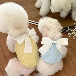 Ropa verano con lazo: camiseta sin mangas para gato y perro pequeño