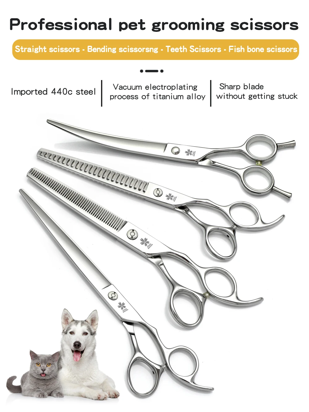 Tijeras de peluquería profesional en acero japonés 440C