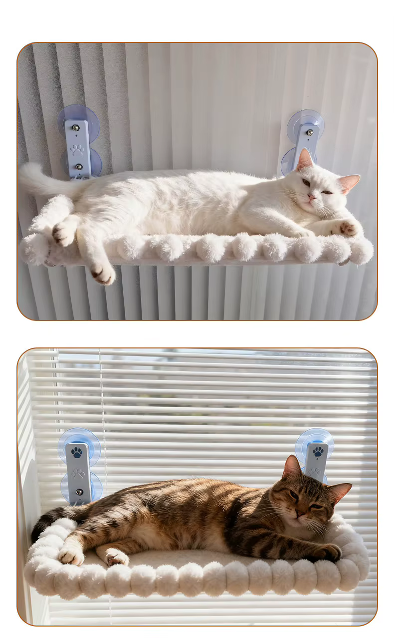 Hamaca para ventana gatos colgante plegable con ventosas fuertes - imagen 3
