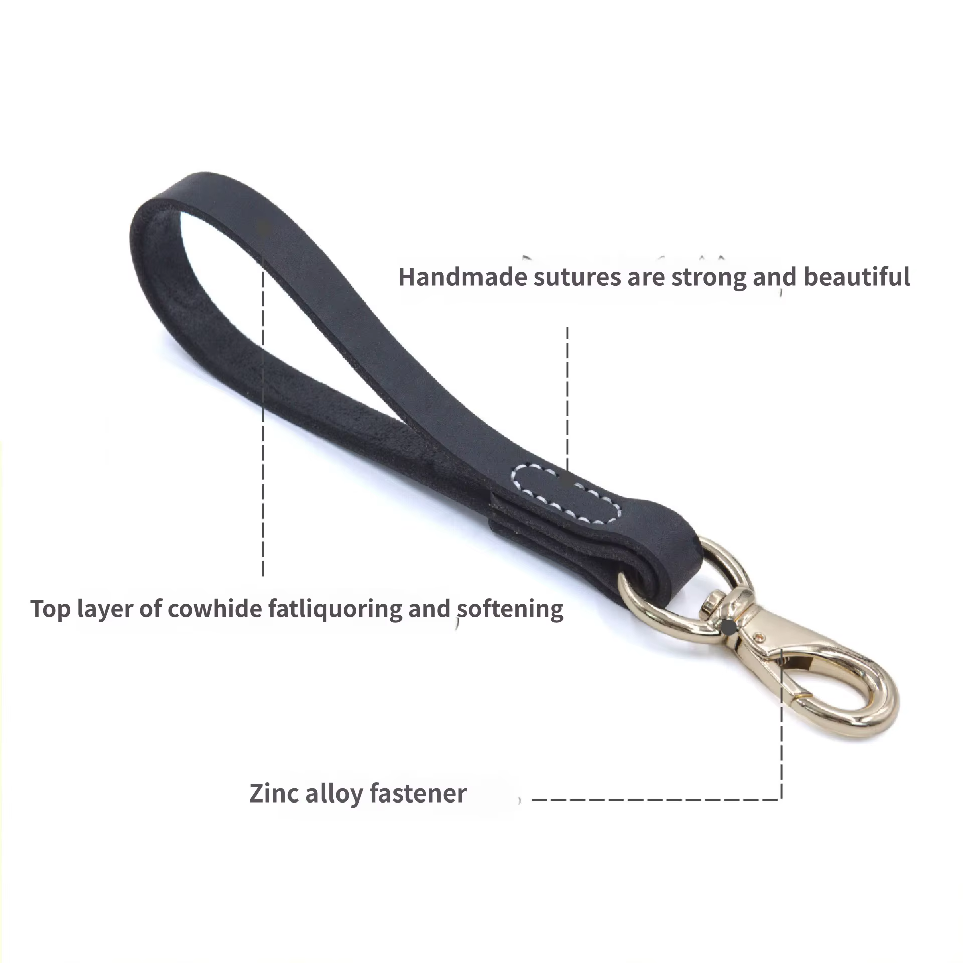 Correa corta de cuero genuino para perros – resistente y manejable - imagen 3