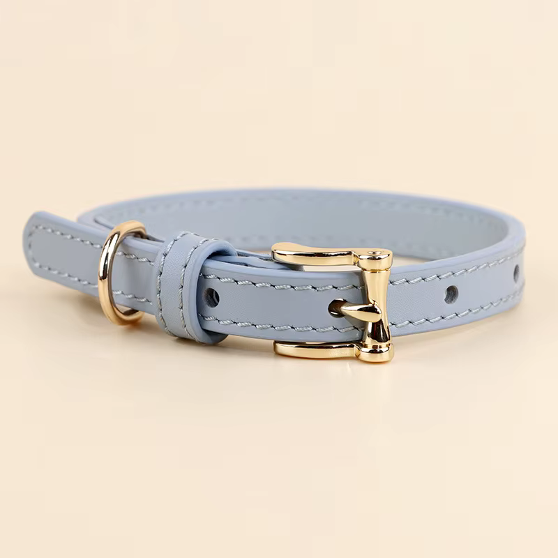 Collar perro cuero genuino antipull para perros pequeños hecho a mano - imagen 4
