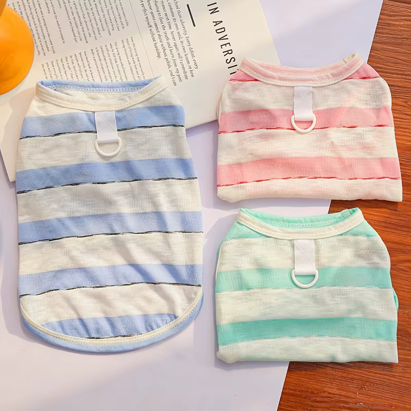 Camiseta sin mangas rayas verano para Bulldog Francés y perros pequeños