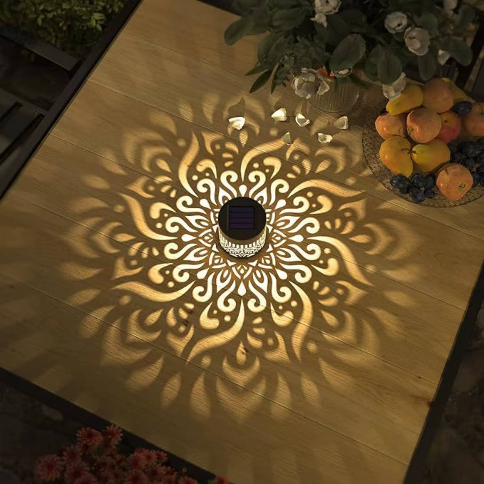 Lámpara solar mandala impermeable para pared, jardín y patio