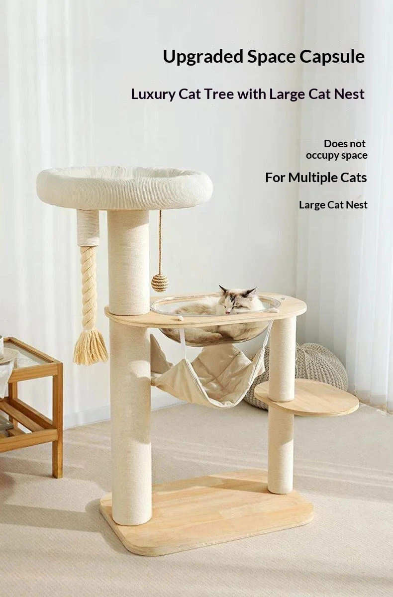 Árbol para gatos compacto con rascador y plataforma de salto