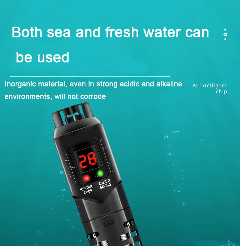 Calentador de acuario con funda protectora