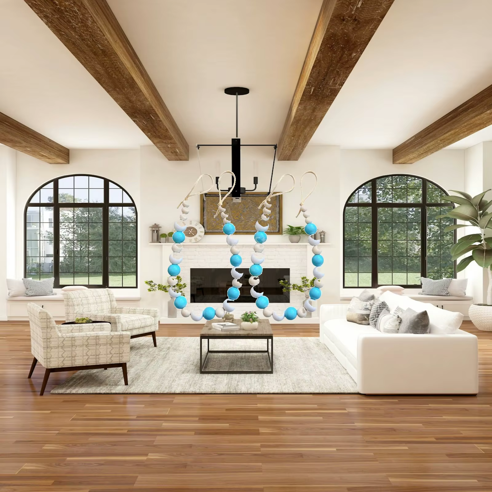 Sujetadores de cortinas estilo boho en madera con cuentas - imagen 5