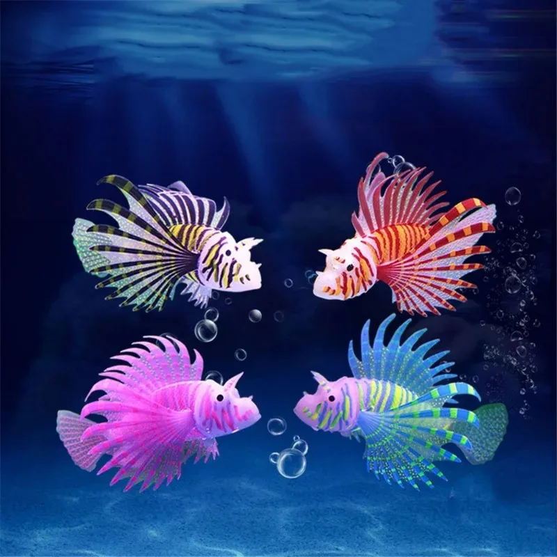Decoración luminosa pez león para acuario – Silicona brilla en oscuridad - imagen 3