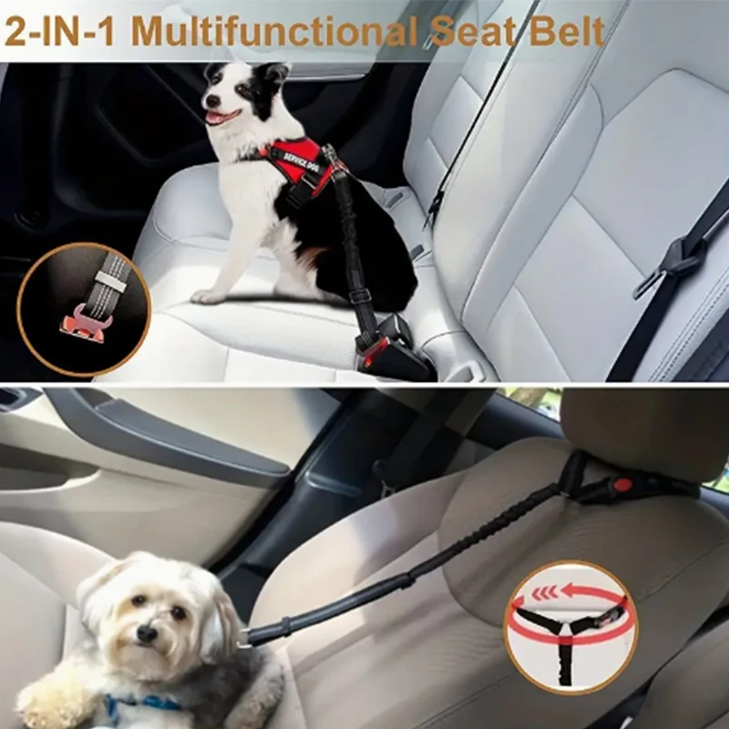 Cinturón de seguridad ajustable para perros, resistente en coche - imagen 4