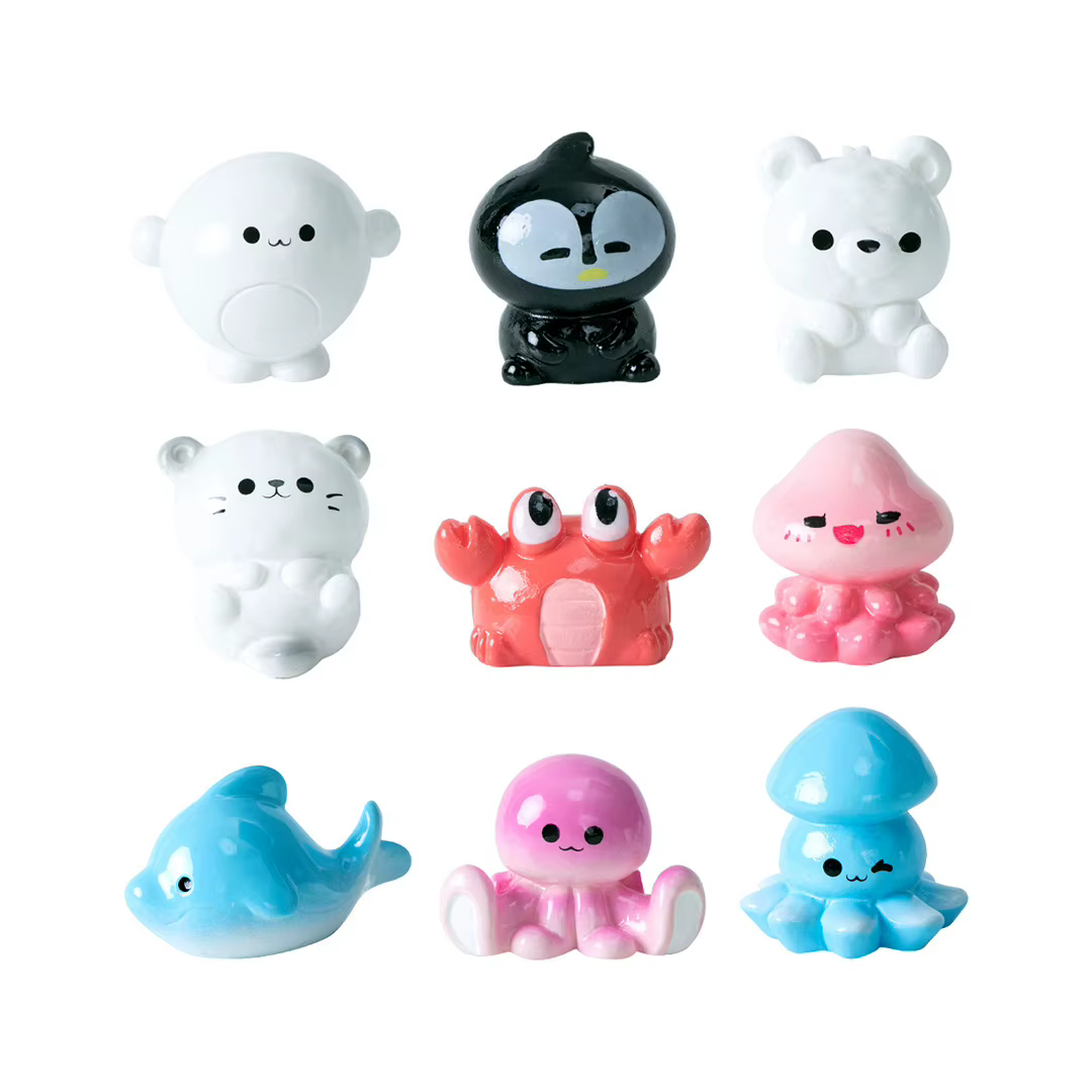 Figuras decorativas de resina para acuario: foca y pingüino