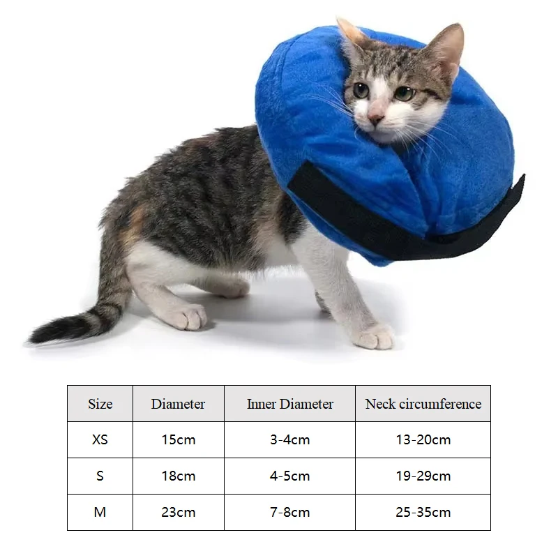 Collar inflable azul con felpa