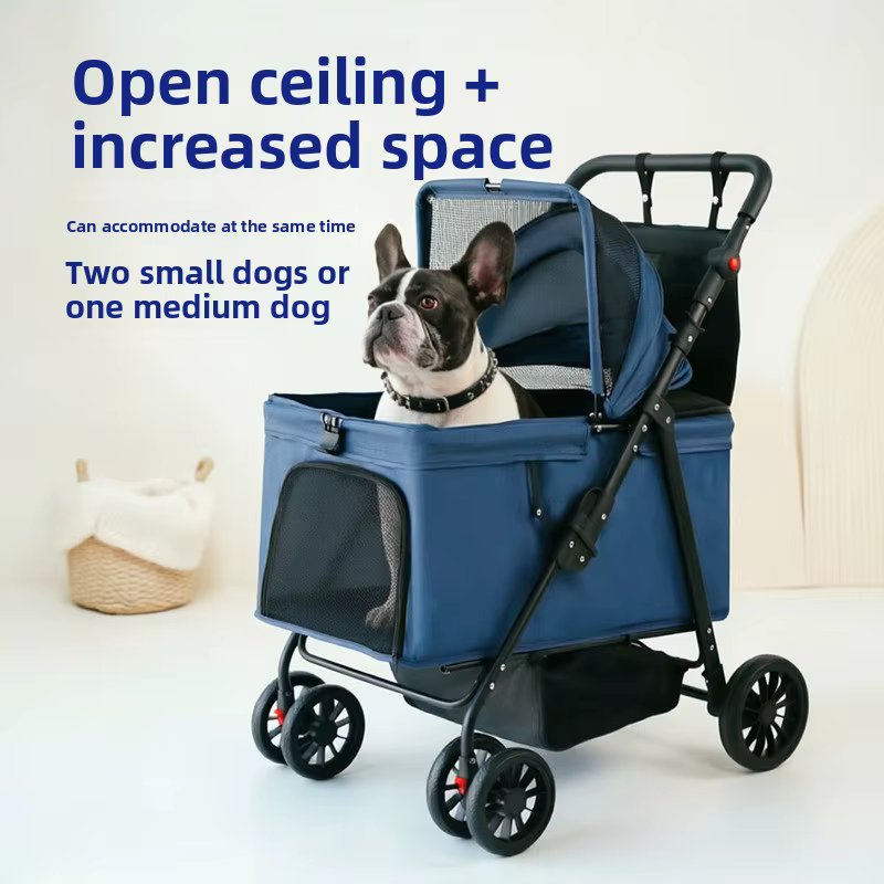 Cochecito plegable con freno de un toque para gatos y perros - imagen 3