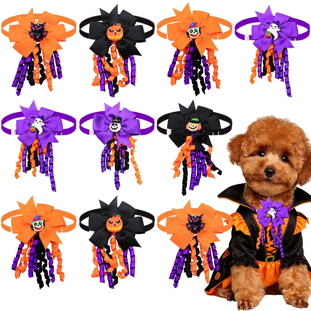 Lazos de Halloween ajustables para perros: adorno de fiesta cartoon - imagen 2