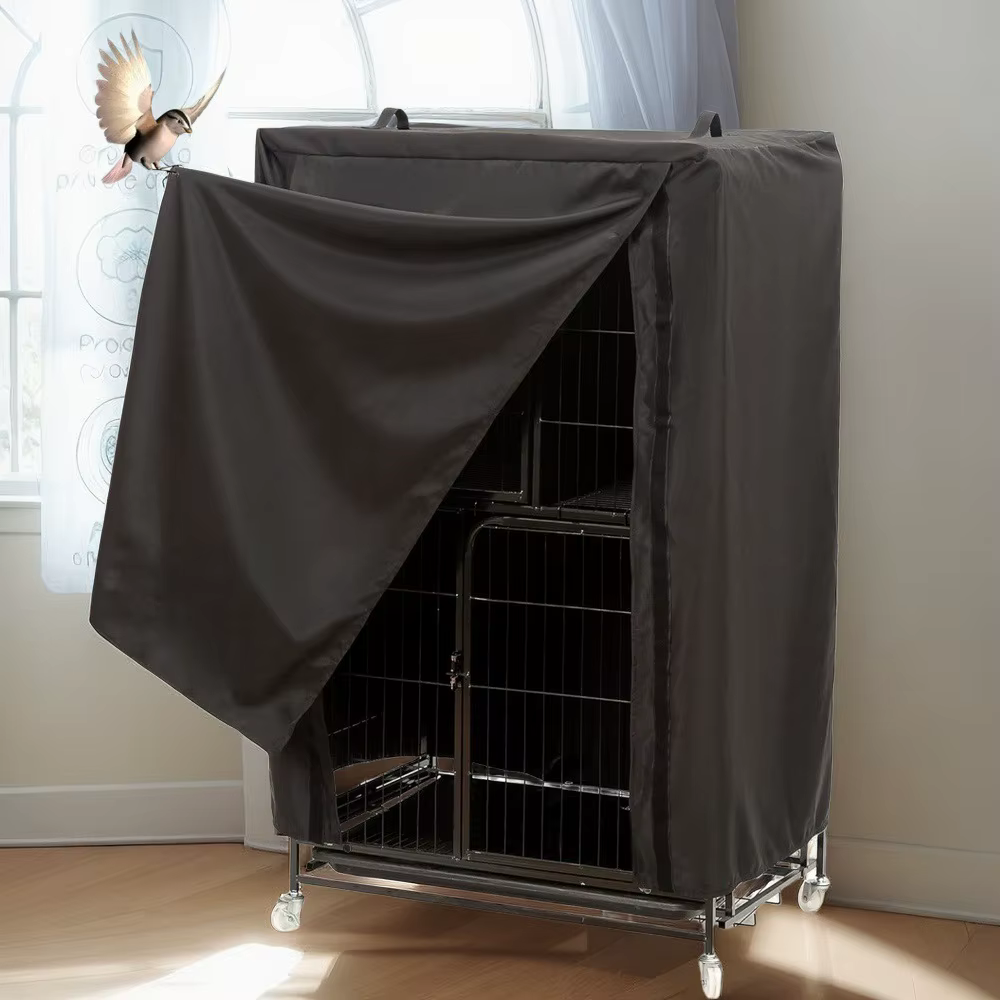 Funda opaca de tela Oxford negra para jaula de pájaros - imagen 2