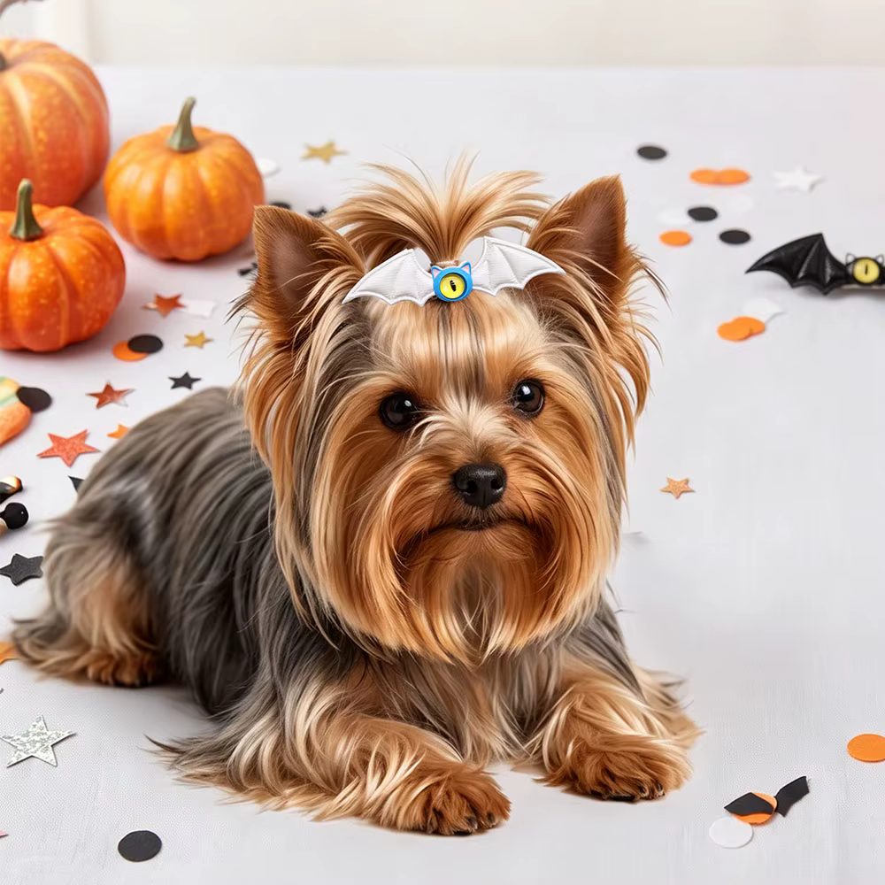 Pinzas para el pelo de perro Halloween alas de murciélago - imagen 2