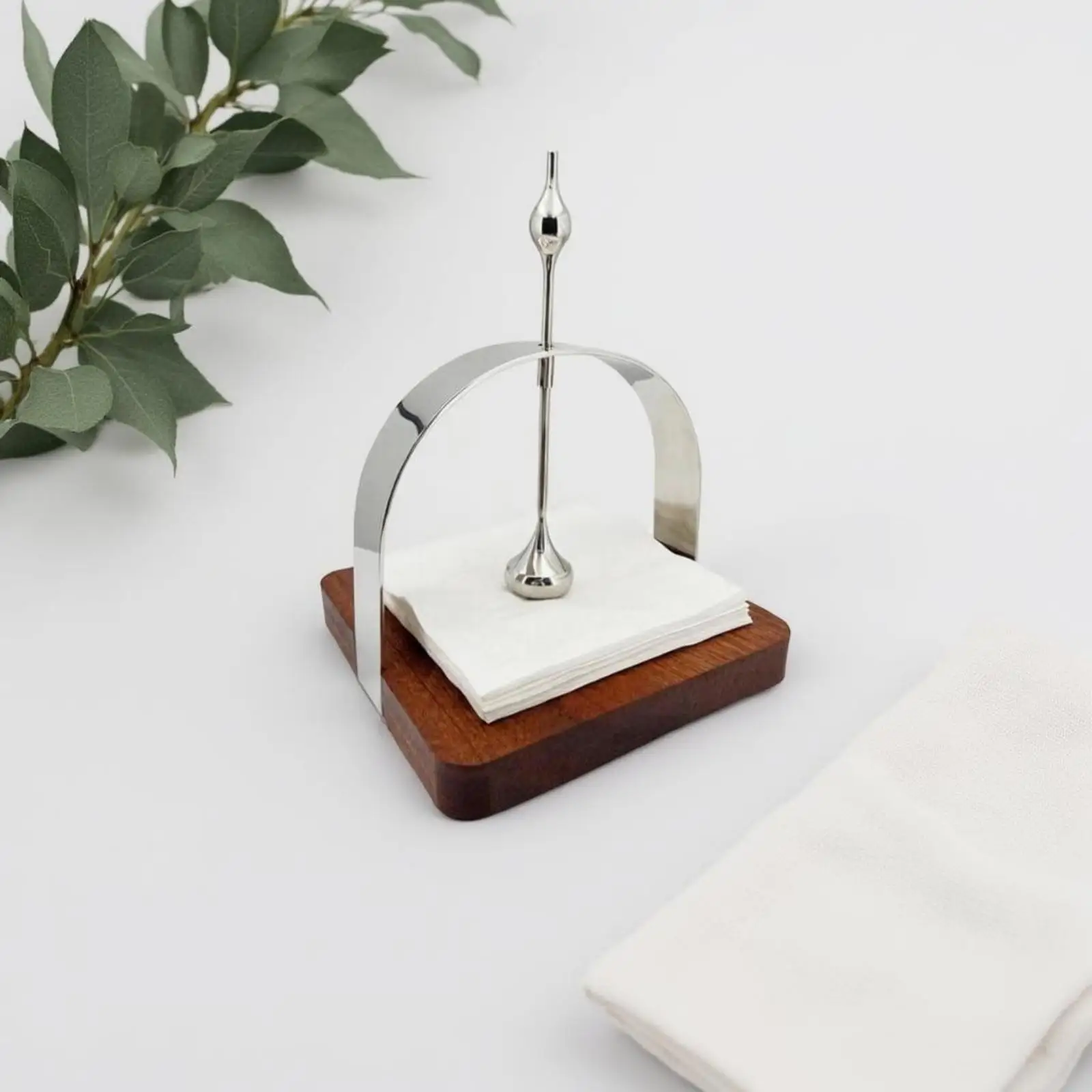 Portaservilletas de Madera de Nogal y Acero para Mesa – Decoración Hogar - imagen 4