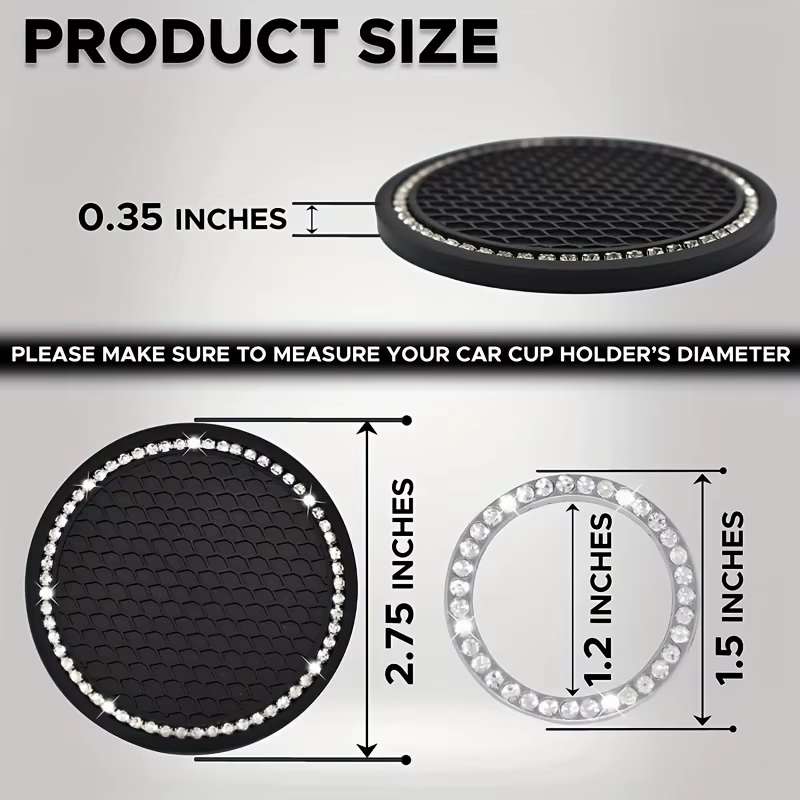 Alfombrillas para vasos de coche con diamantes incrustados