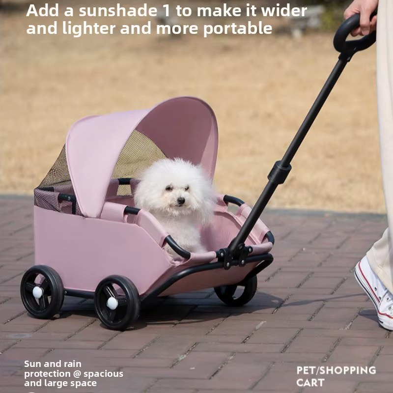 Carrito de paseo plegable y ligero para perros pequeños y gatos