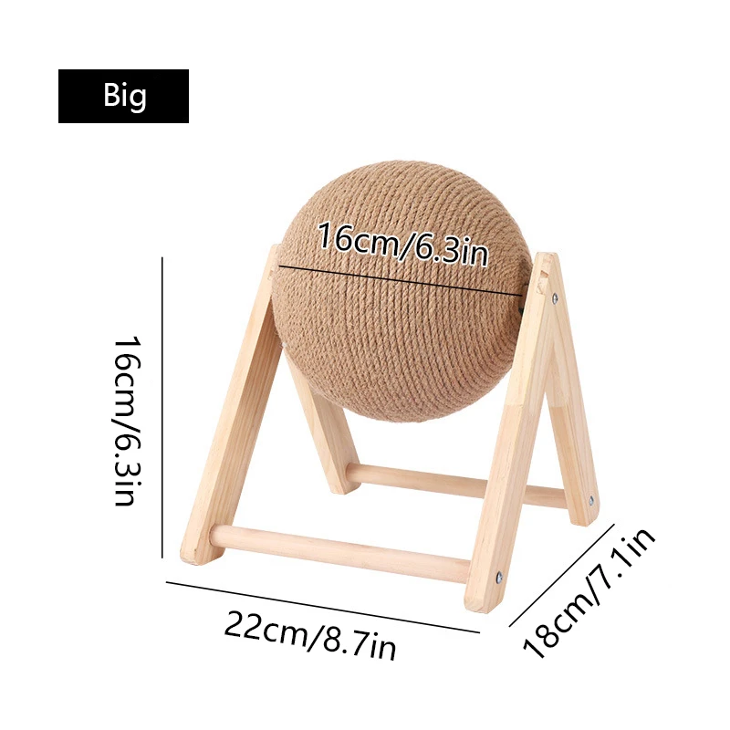 Detalle de la bola de sisal y la superficie de rasguño