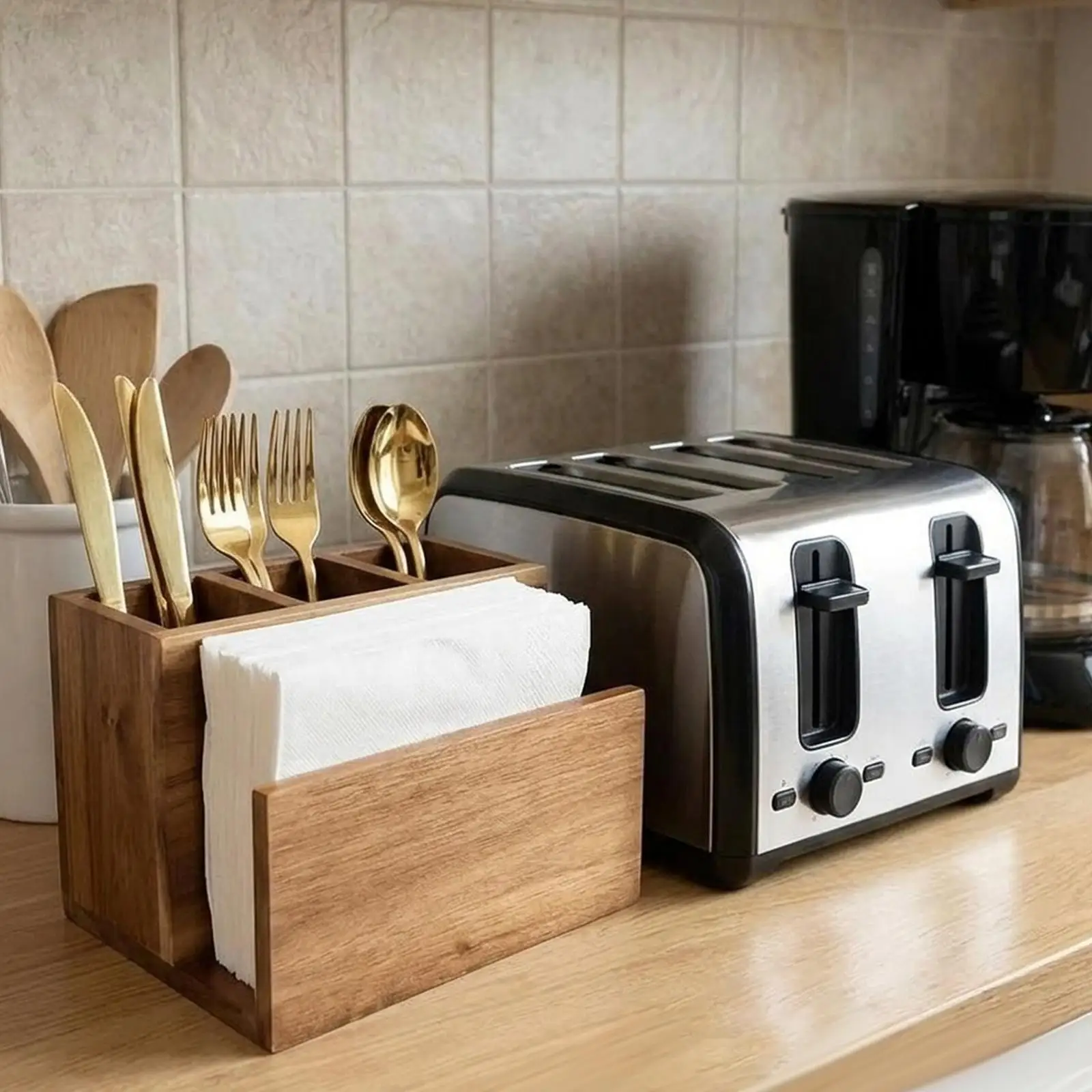 Caja organizadora Kesoto en mesa de comedor