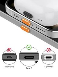 Tapones antipolvo USB-C de aluminio y silicona para iPhone y Galaxy