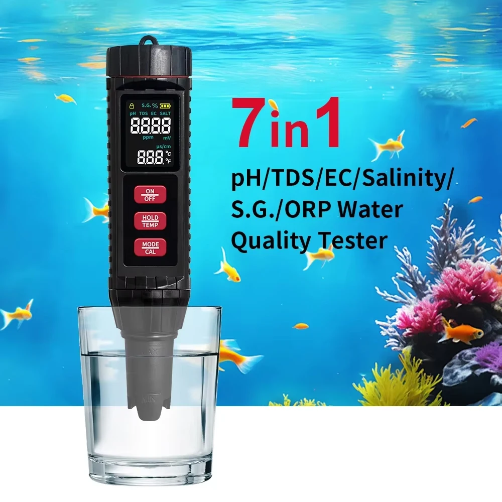 Medidor digital calidad del agua 7 en 1