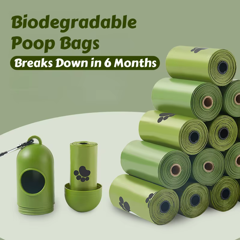 Persona recogiendo excremento de perro con bolsa biodegradable