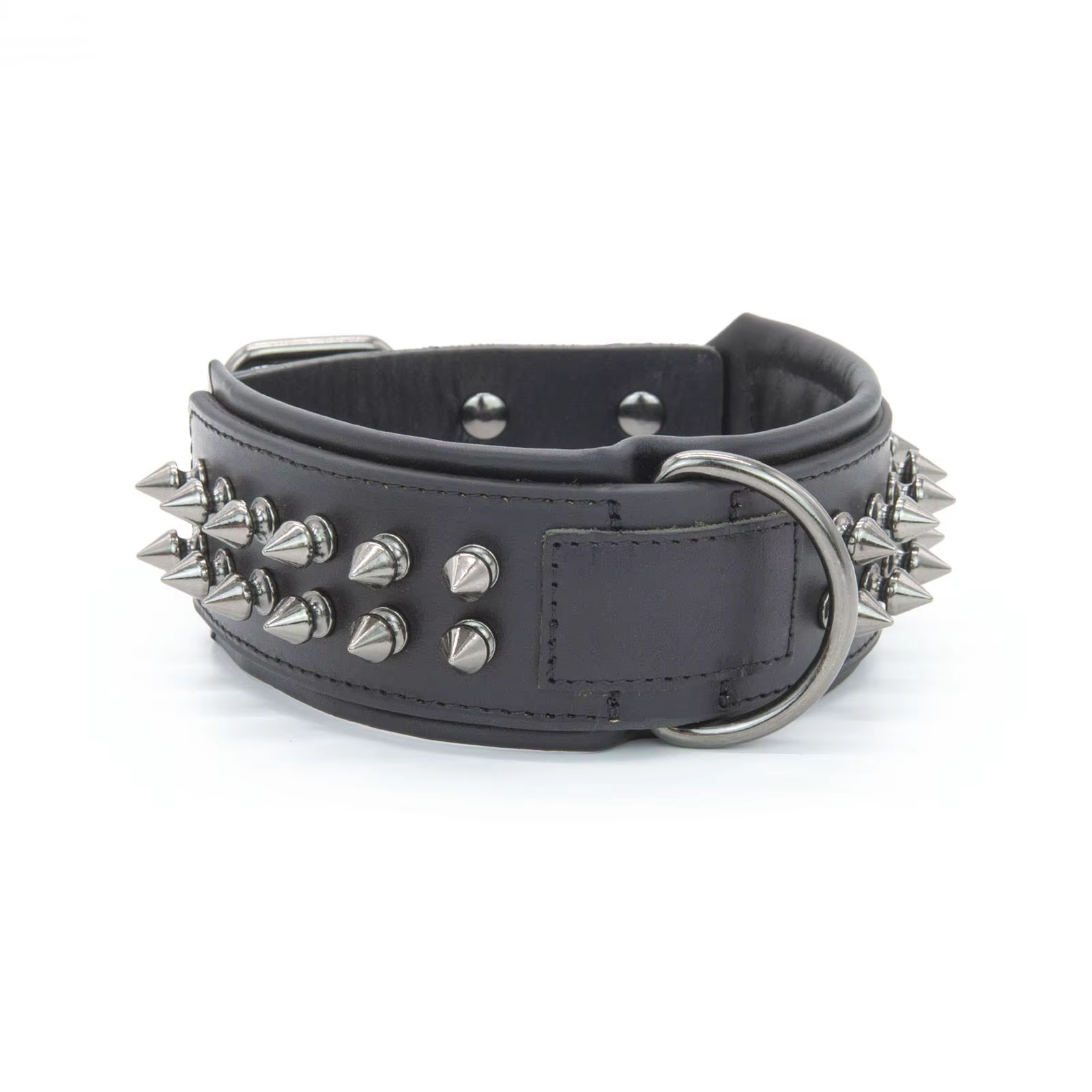Collar de cuero con púas metálicas antimordeduras para perro - imagen 2