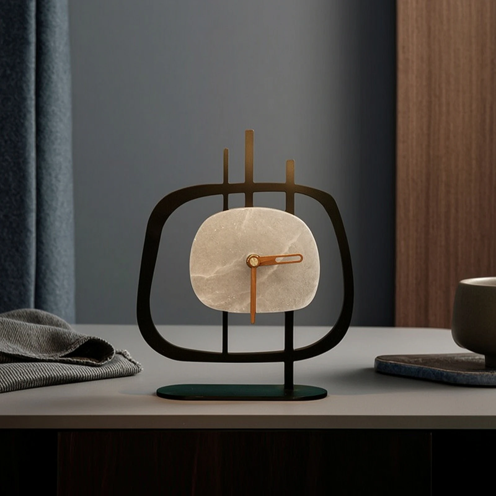 Reloj de mesa decorativo con marco metálico para escritorio y estante