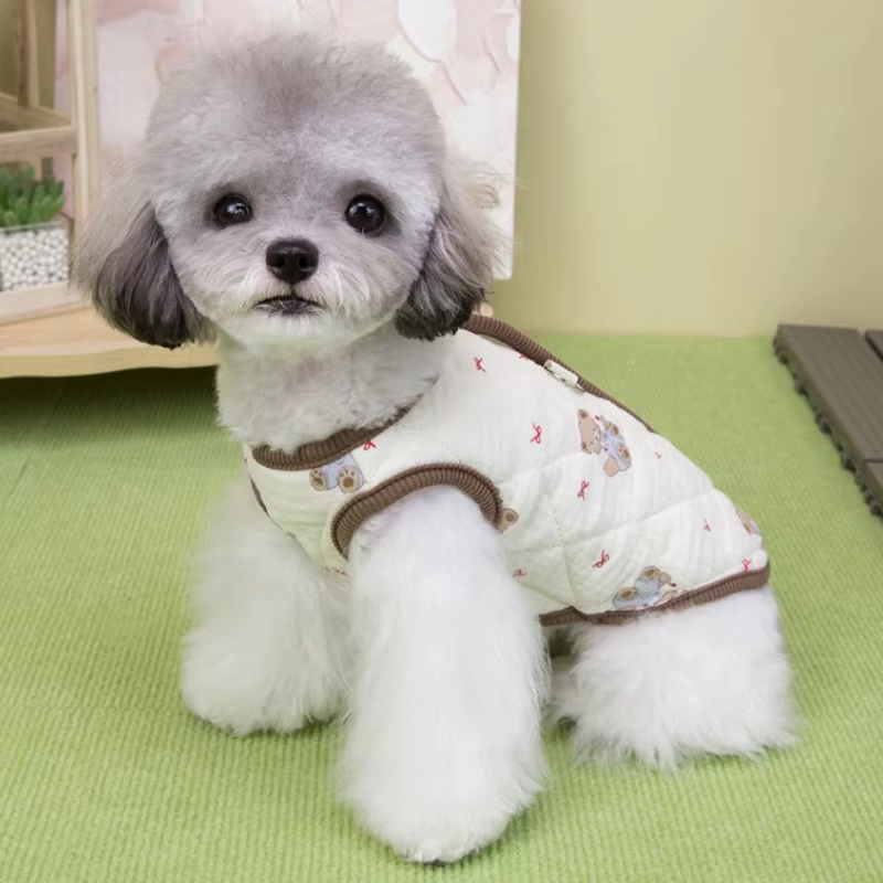 Abrigo cálido felpa con estampado oso para perro y gato Bichón - imagen 3