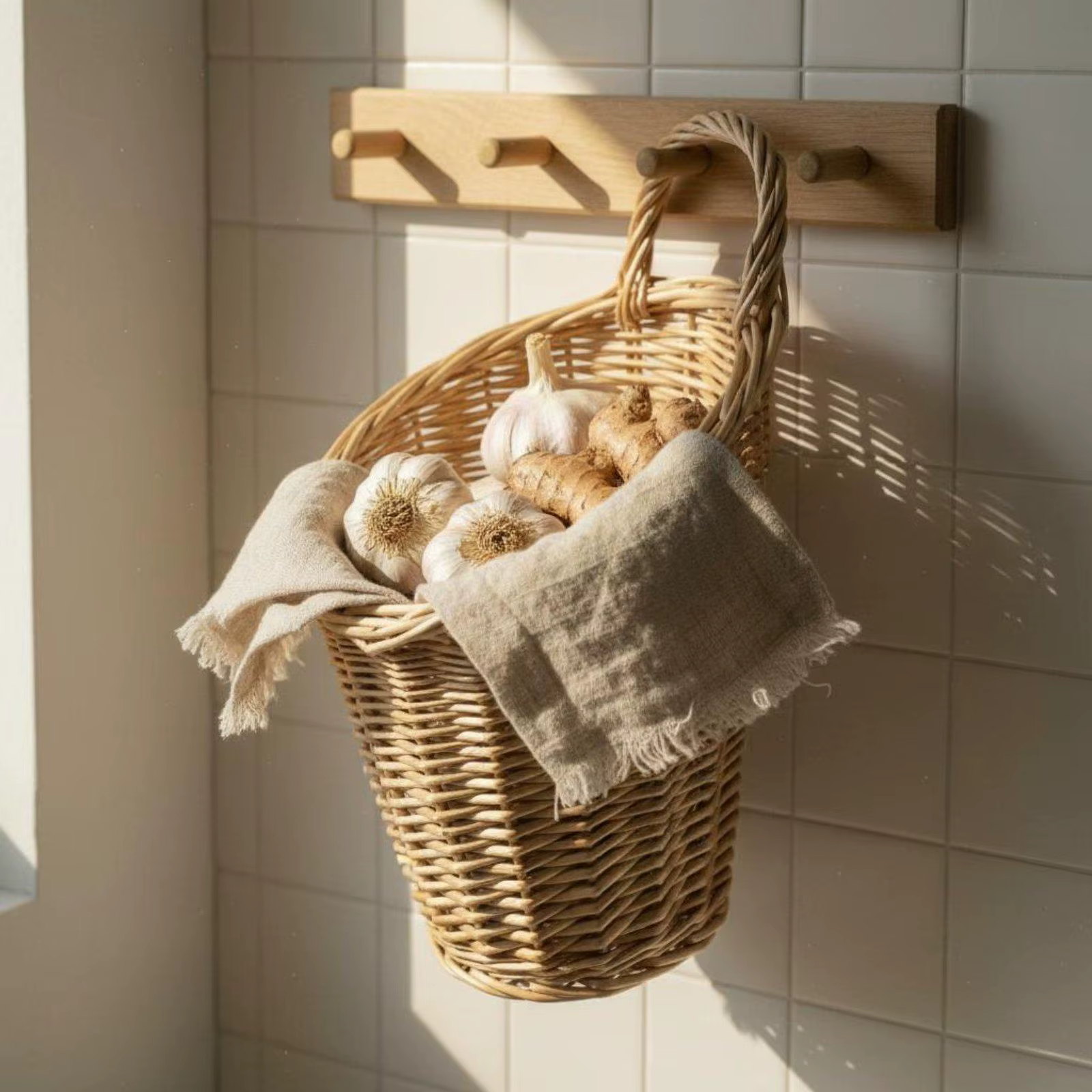 Cesta Colgante de Mimbre para Gatos – Cama Tejida Ahorra Espacio