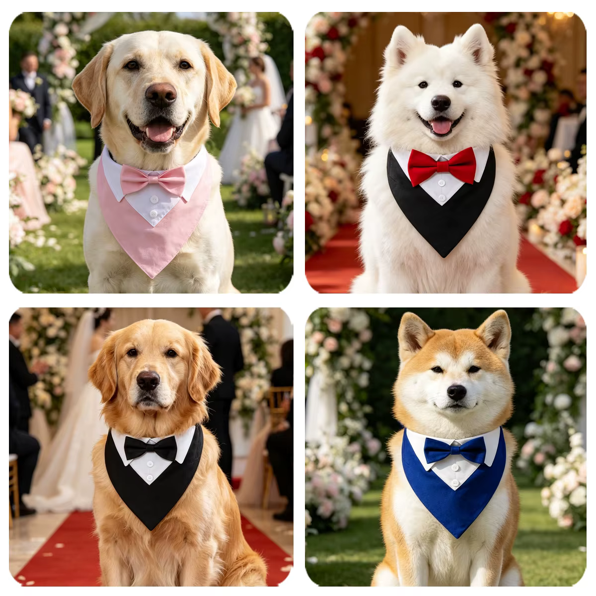 Disfraz de esmoquin para perro con pañuelo y corbata de moño - imagen 2
