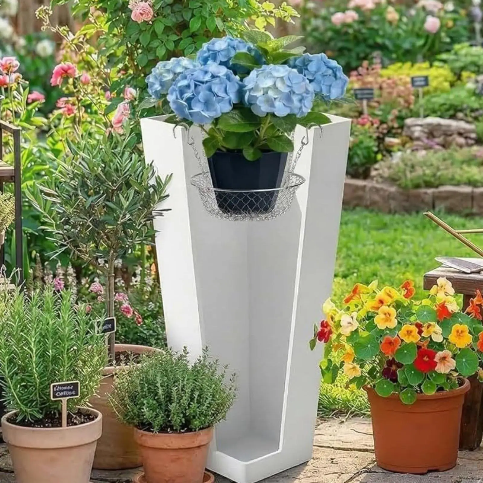 Comedero elevado ajustable para gatos y perros con ganchos - imagen 3