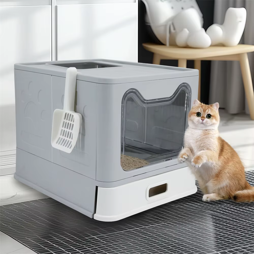 Caja de arena cerrada acero inoxidable para gatos con tapa - imagen 3