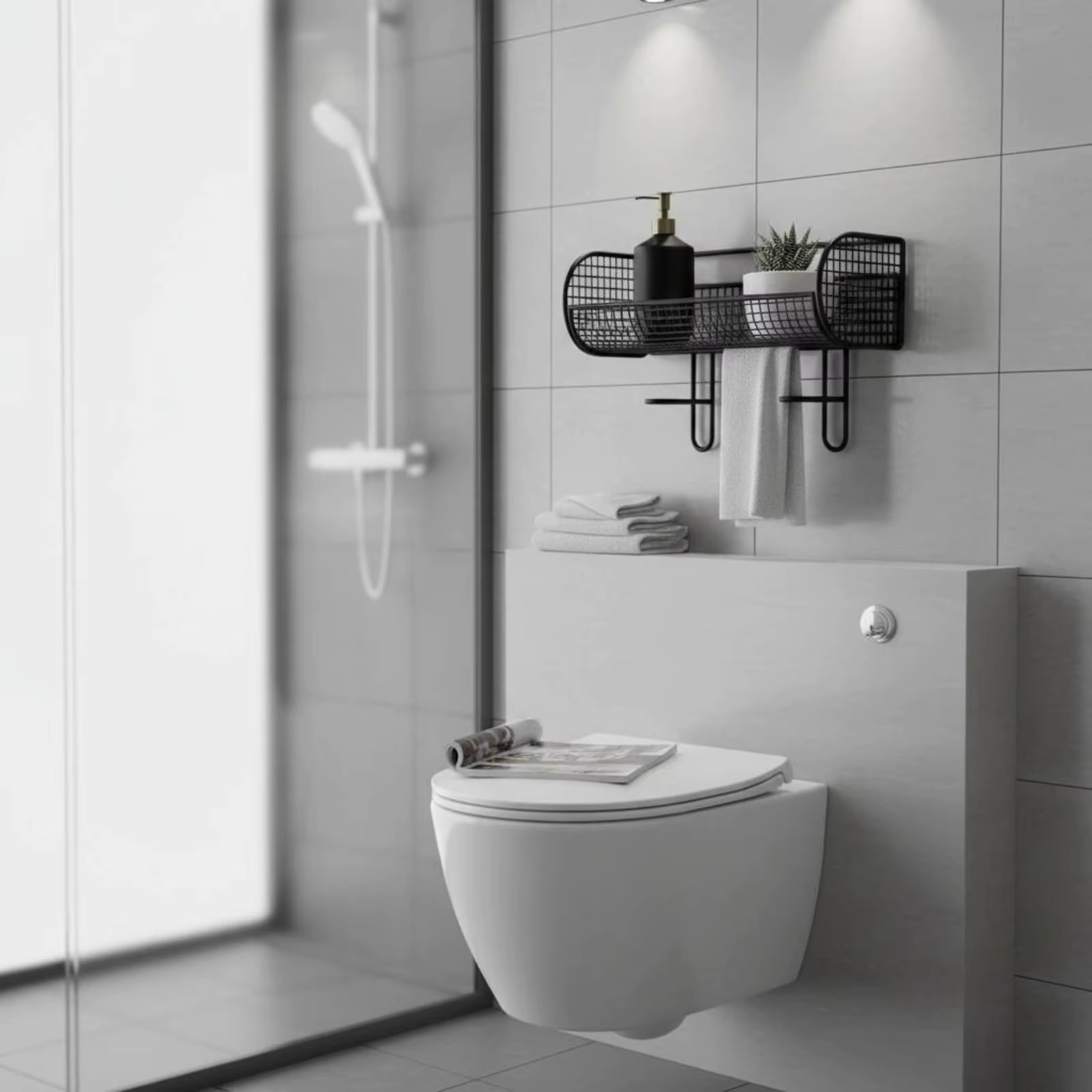 Estante baño sobre inodoro de hierro – Organizador ahorra espacio - imagen 4