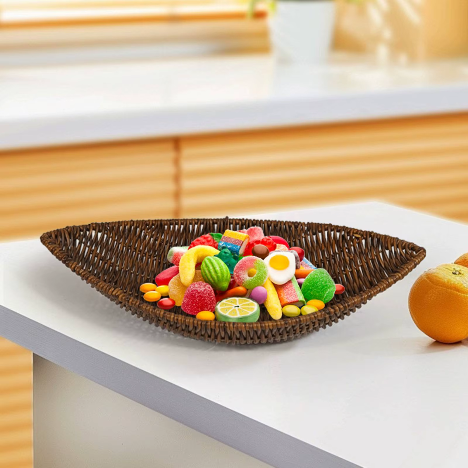 Cesta de mimbre para snacks de perros y gatos, bandeja rústica - imagen 3