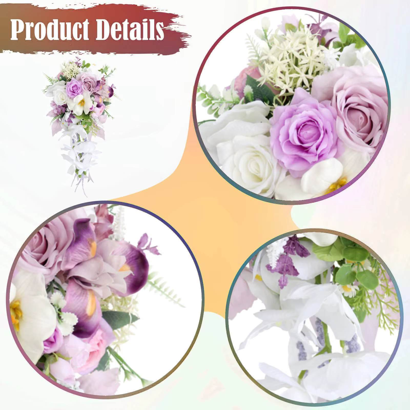 Centro de mesa floral con acabado realista sobre mesa de boda