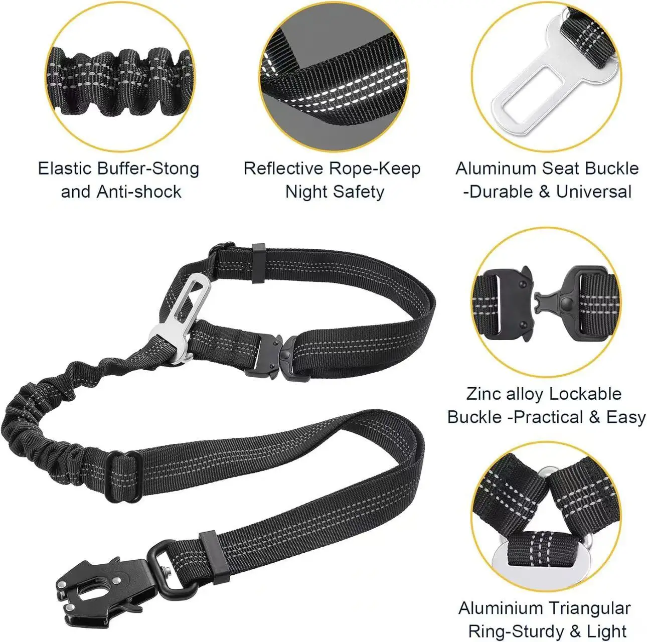 Arnés de seguridad para perros con cinturón auto y correa retráctil - imagen 5