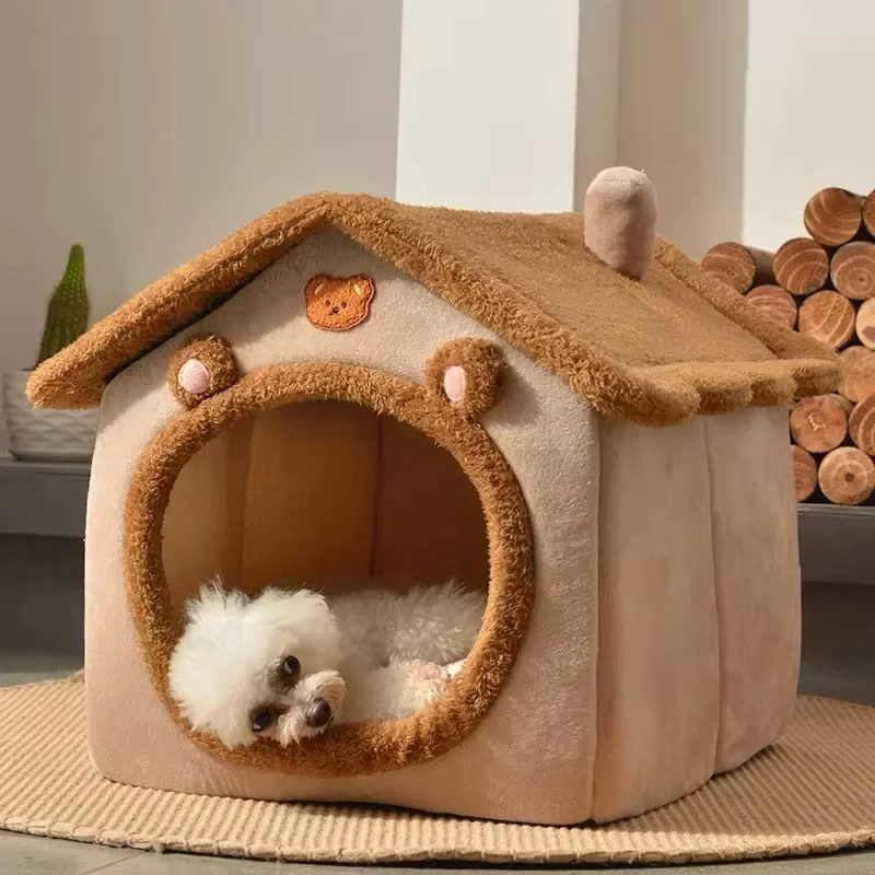 Casa Cama Plegable Cálida para Gatos y Perros – Nido Interior para Invierno - imagen 4