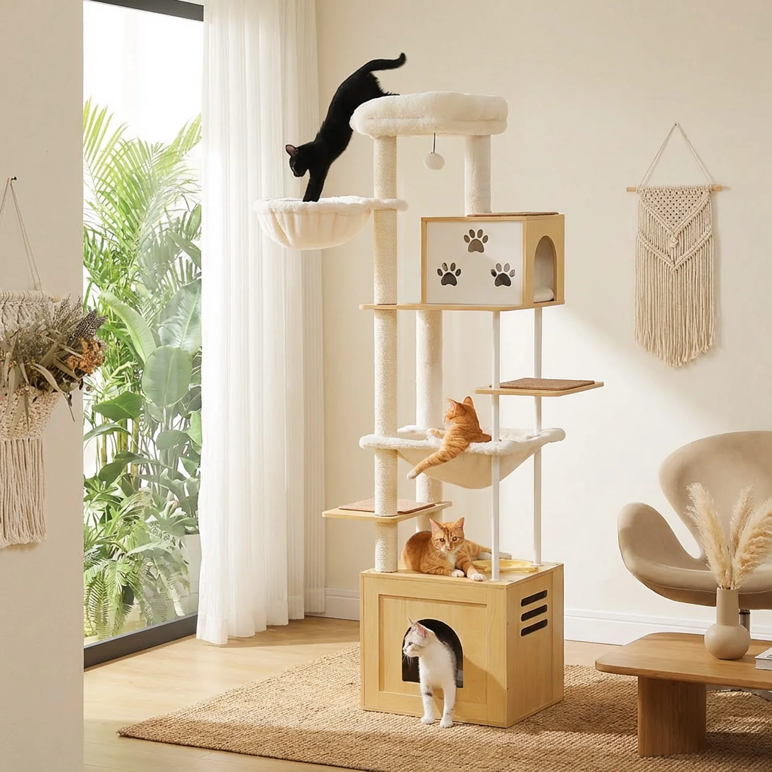Estación de alimentación elevada de la torre para gatos