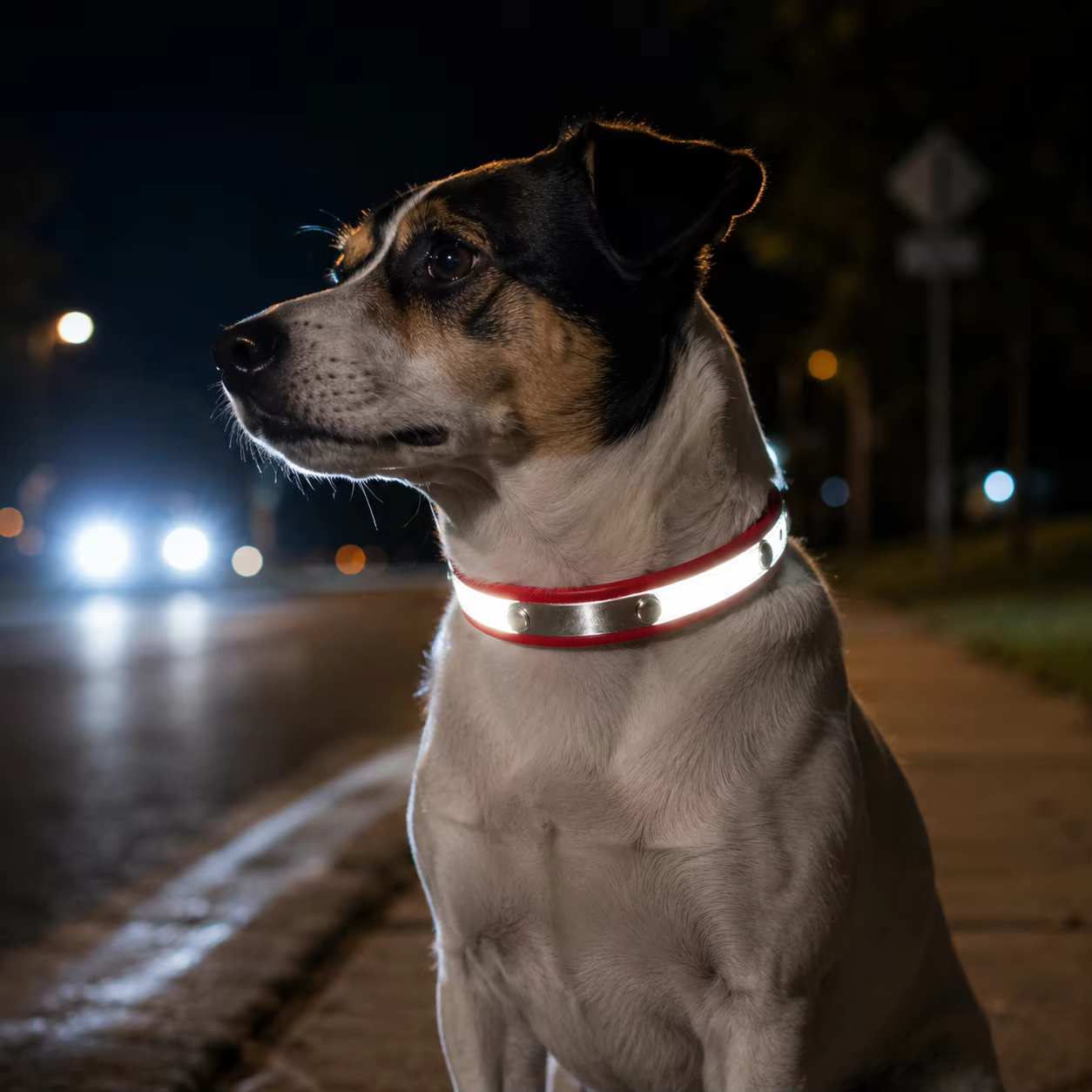 Collar reflectante de cuero PU personalizado para perro ajustable - imagen 4