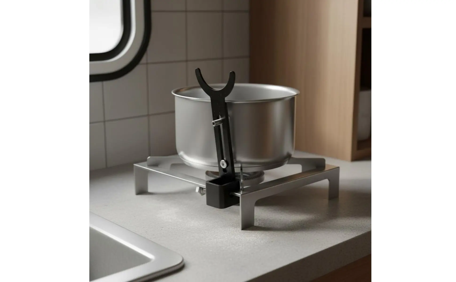 Soporte en forma de Y para ollas y quemadores