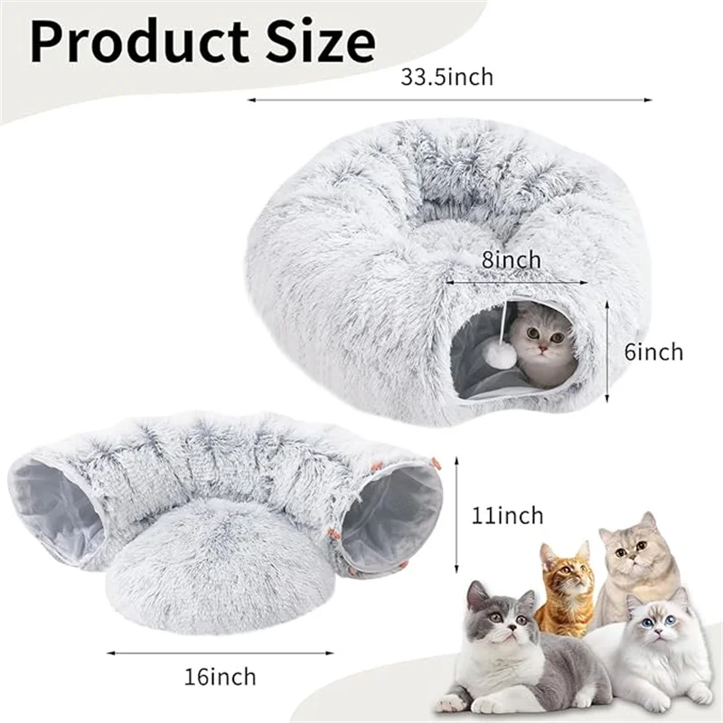 Túnel para gatos con estructura de acero y tela de felpa