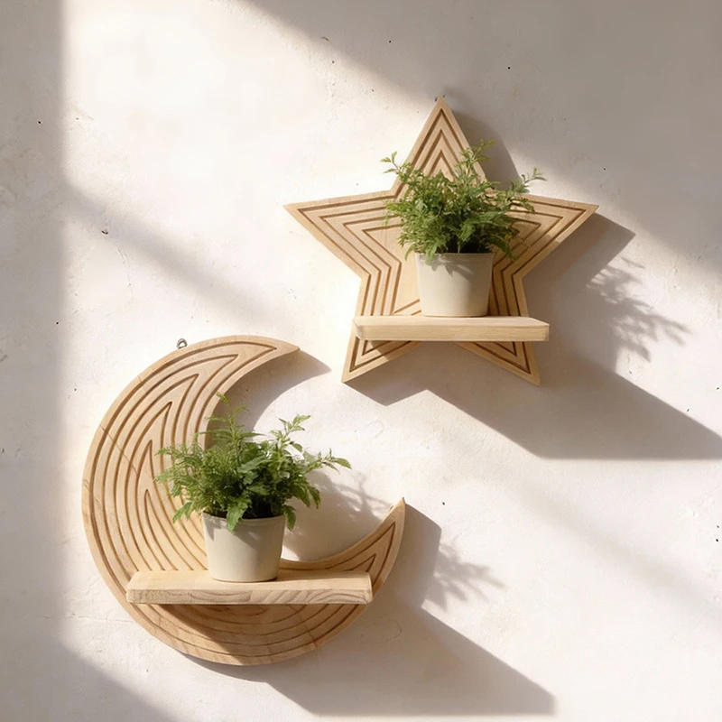 Estante flotante decorado con plantas y libros