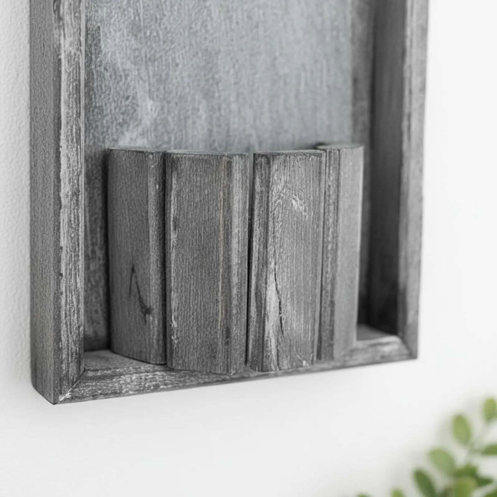 Maceta de pared con forma de casa en madera artesanal, rústica - imagen 2